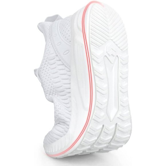 Men's All White Non Slip Lightweight Workout Breathable Mesh Fashion Sneakers - Picture 5 of 6